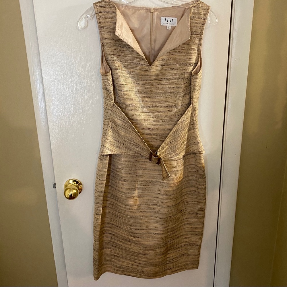 David Meister Belted Sheath Dress Size 6